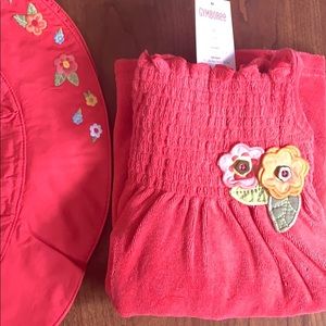 NWT Coral-Red Swimsuit, Cover-Up & Sunhat 3T